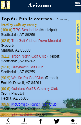 GolfDay_Mobile_App_Arizona_Top_Rated_Courses_Screen